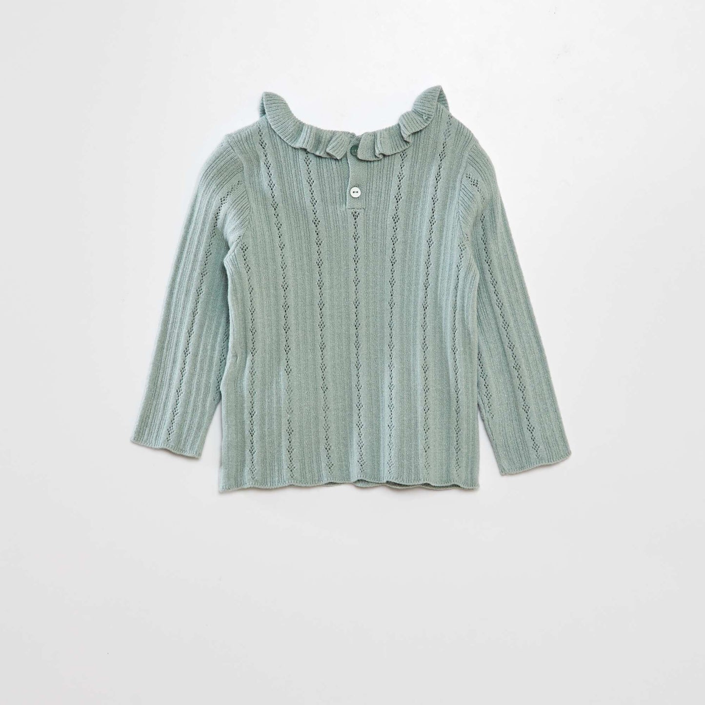 Pull en maille ajour e avec collerette Vert