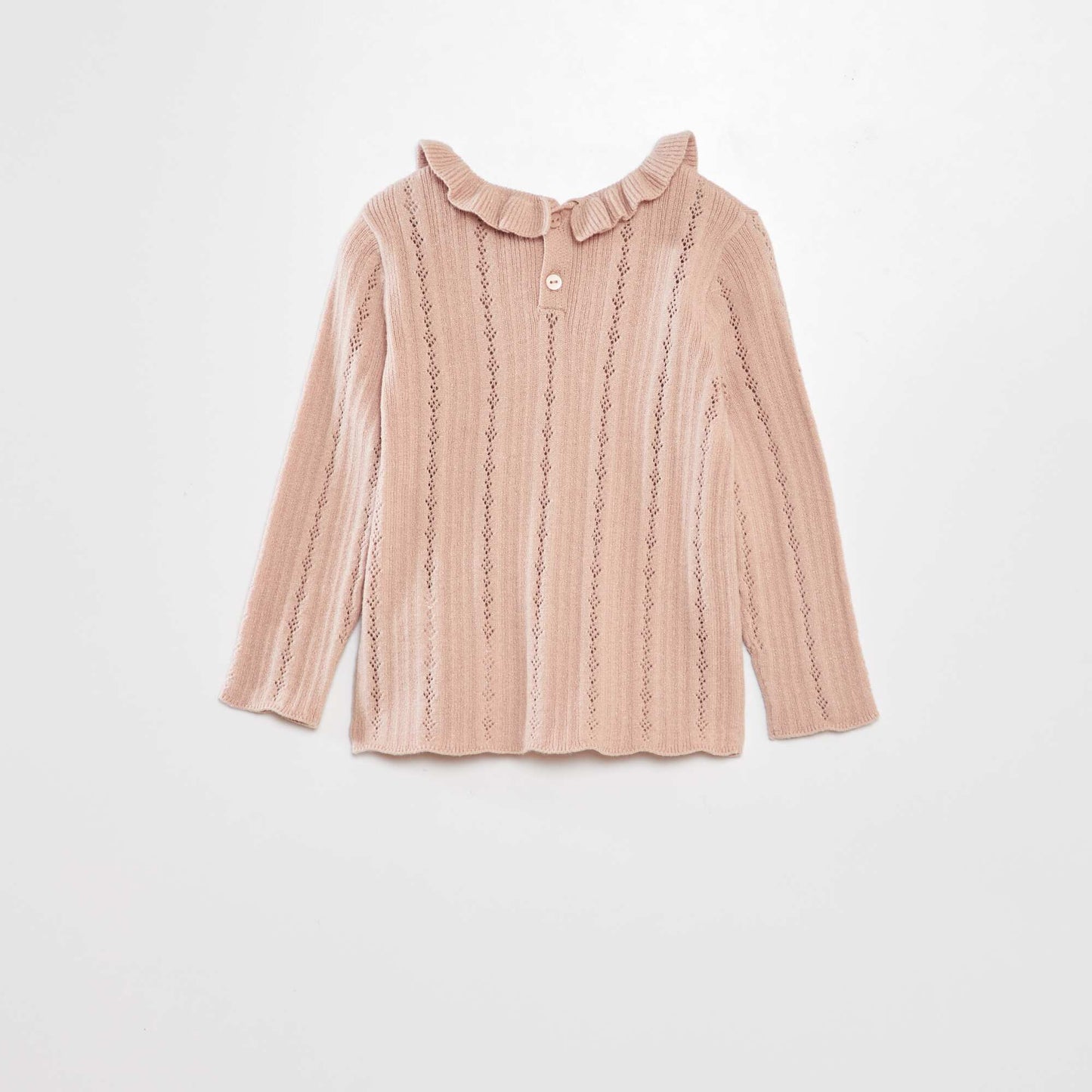 Pull en maille ajourée avec collerette Beige