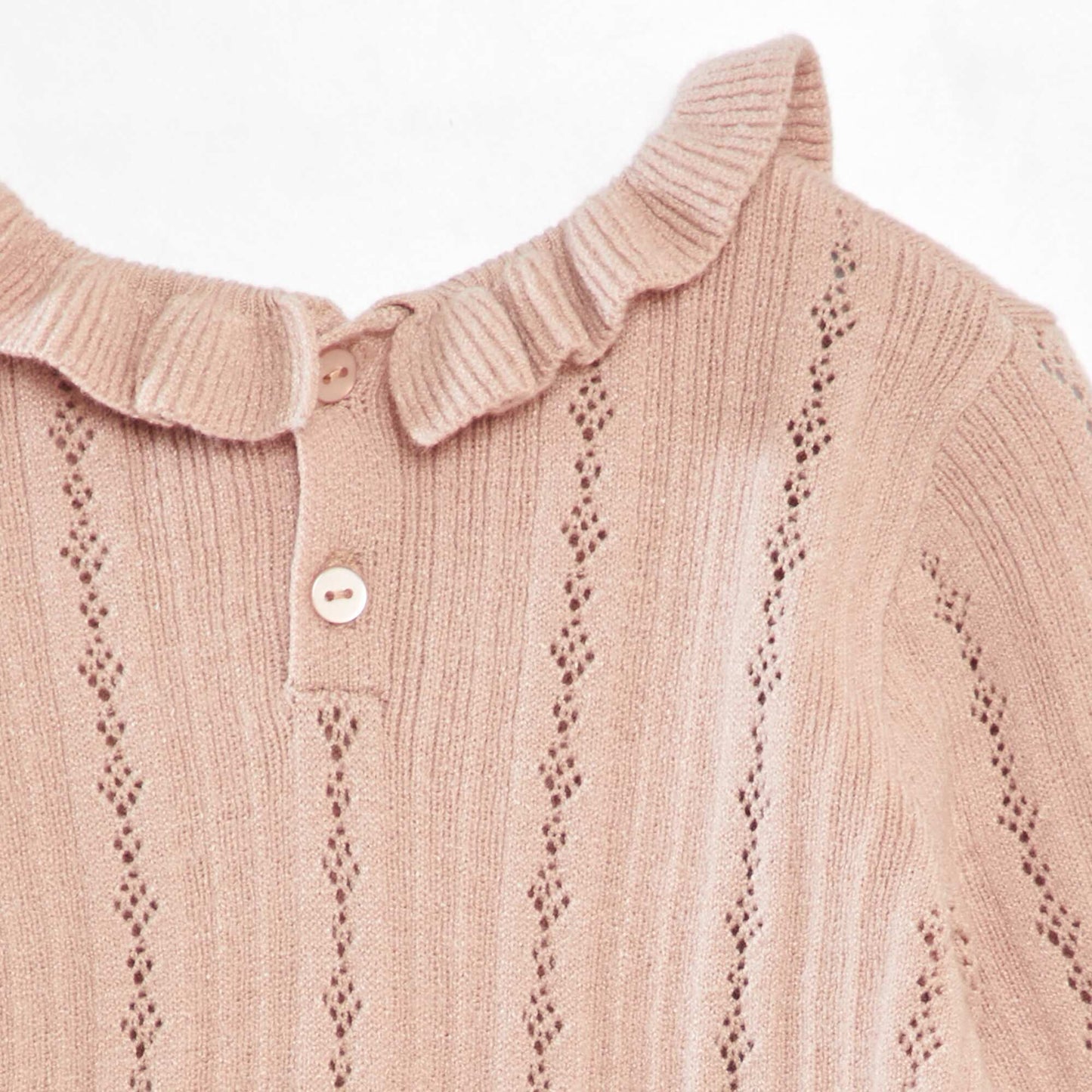 Pull en maille ajourée avec collerette Beige