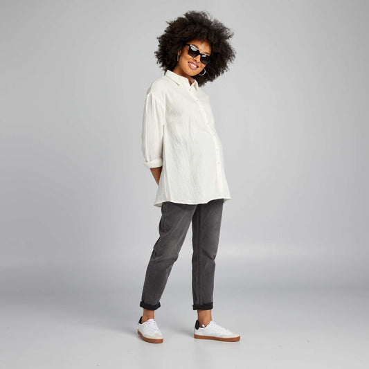 Chemise en gaze de coton d'allaitement blanc