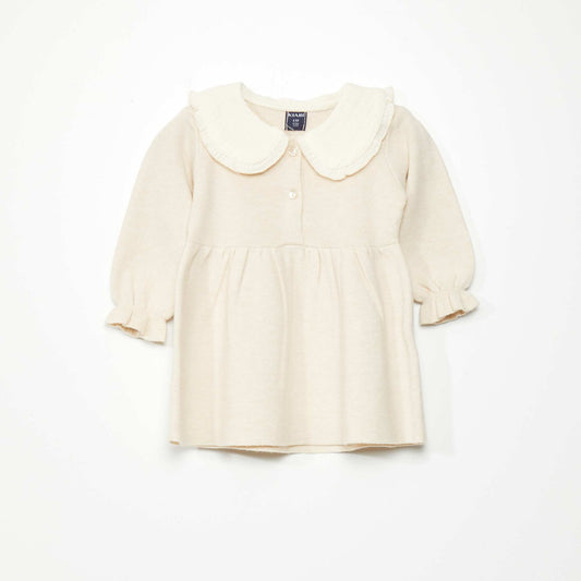 Robe en maille l g re avec col claudine Beige