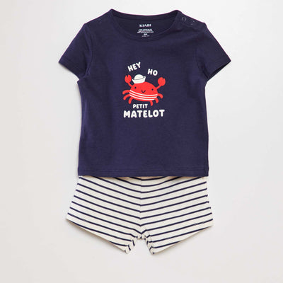 Ensemble T-shirt + short en coton - 2 pi ces GRIS