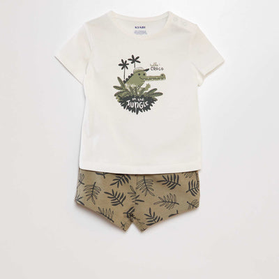 Ensemble T-shirt + short en coton - 2 pi ces BLANC