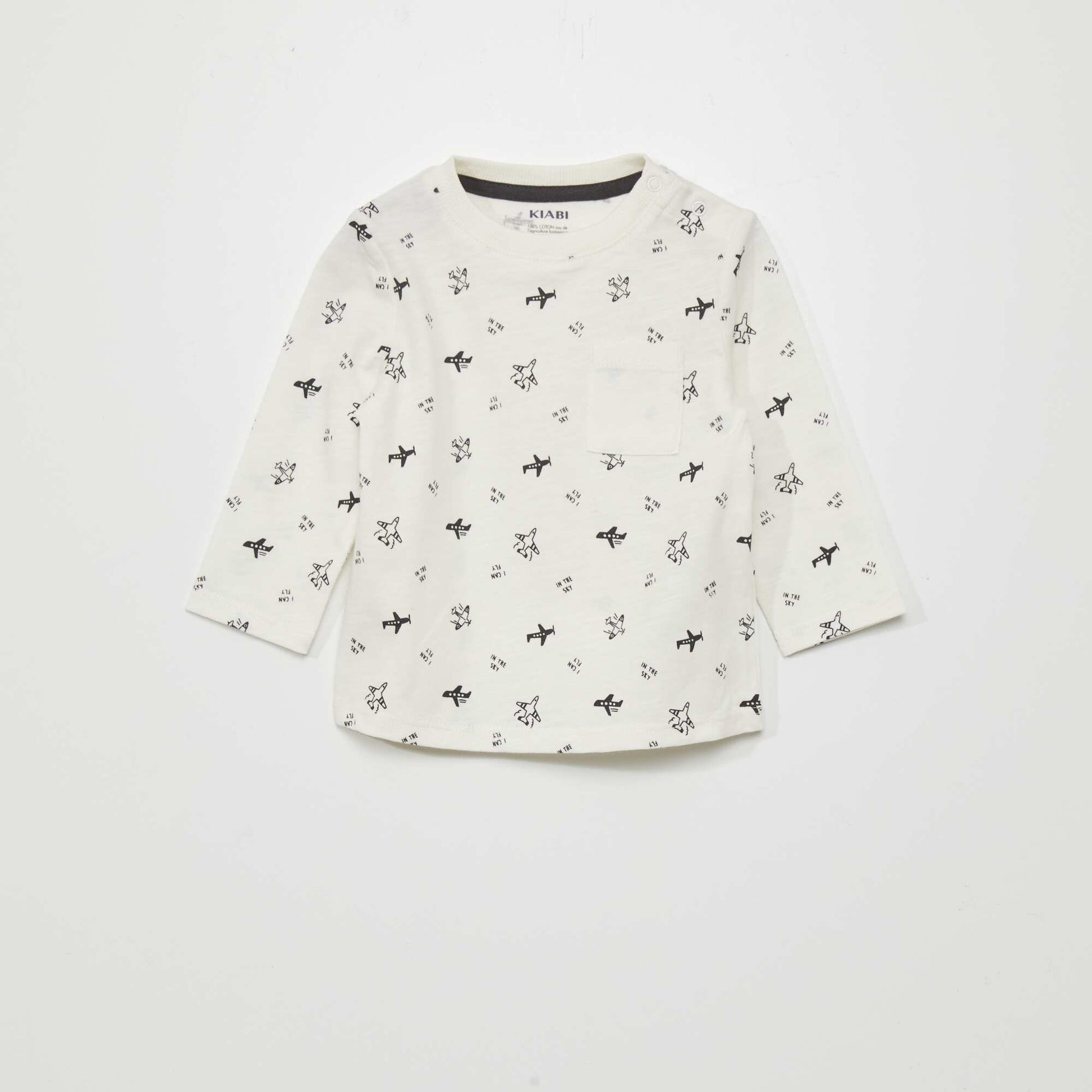 T-shirt anim Blanc/noir