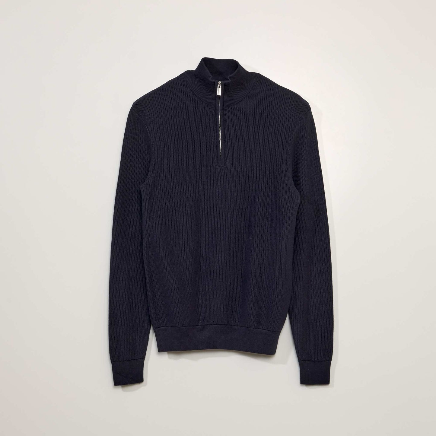 Pull en coton col camionneur Bleu