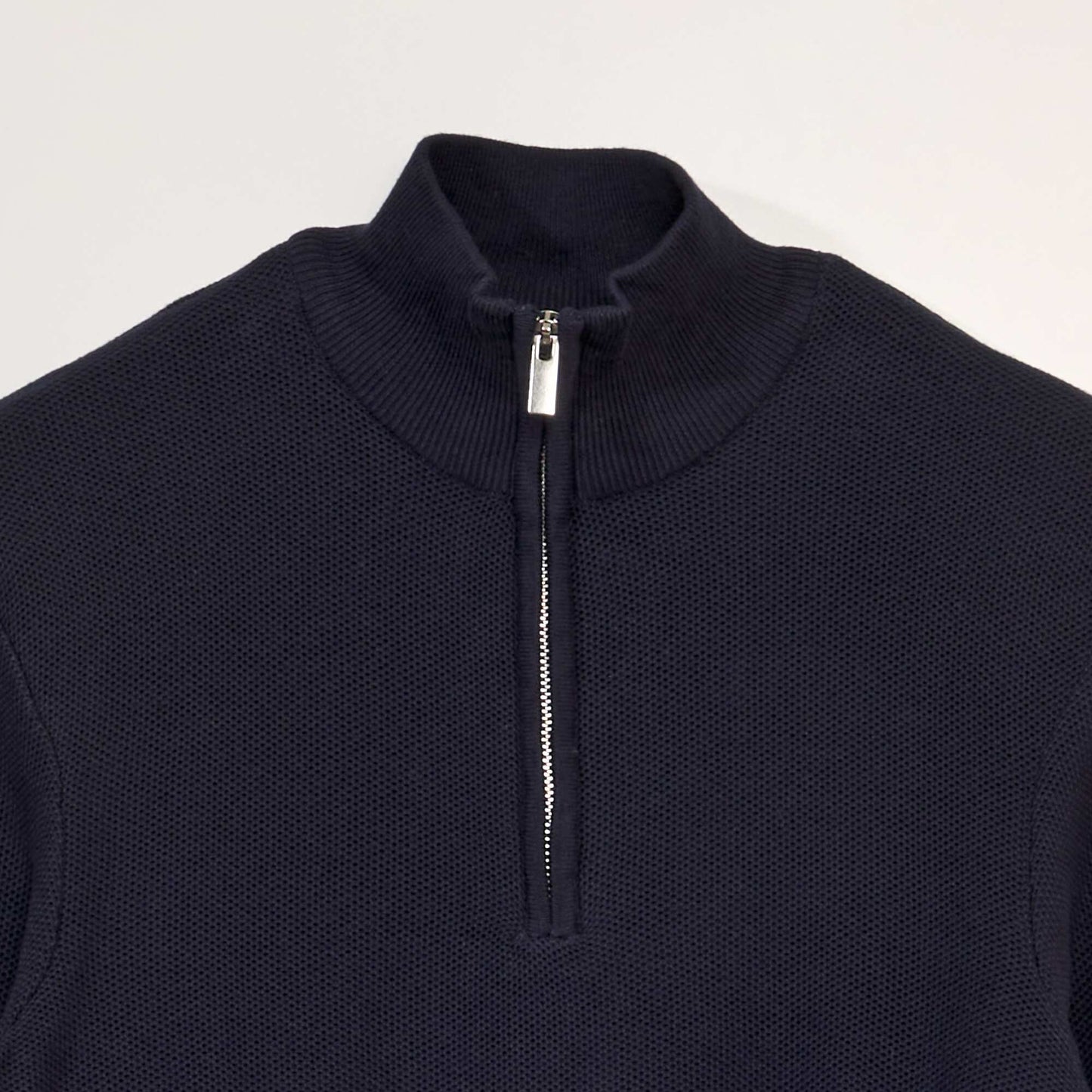 Pull en coton col camionneur Bleu