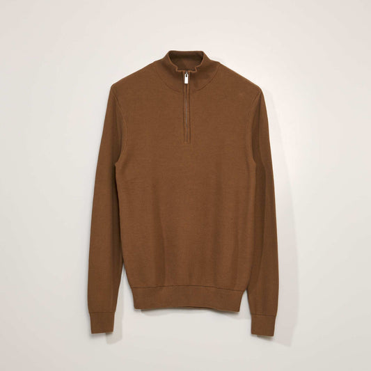 Pull en coton col camionneur Beige