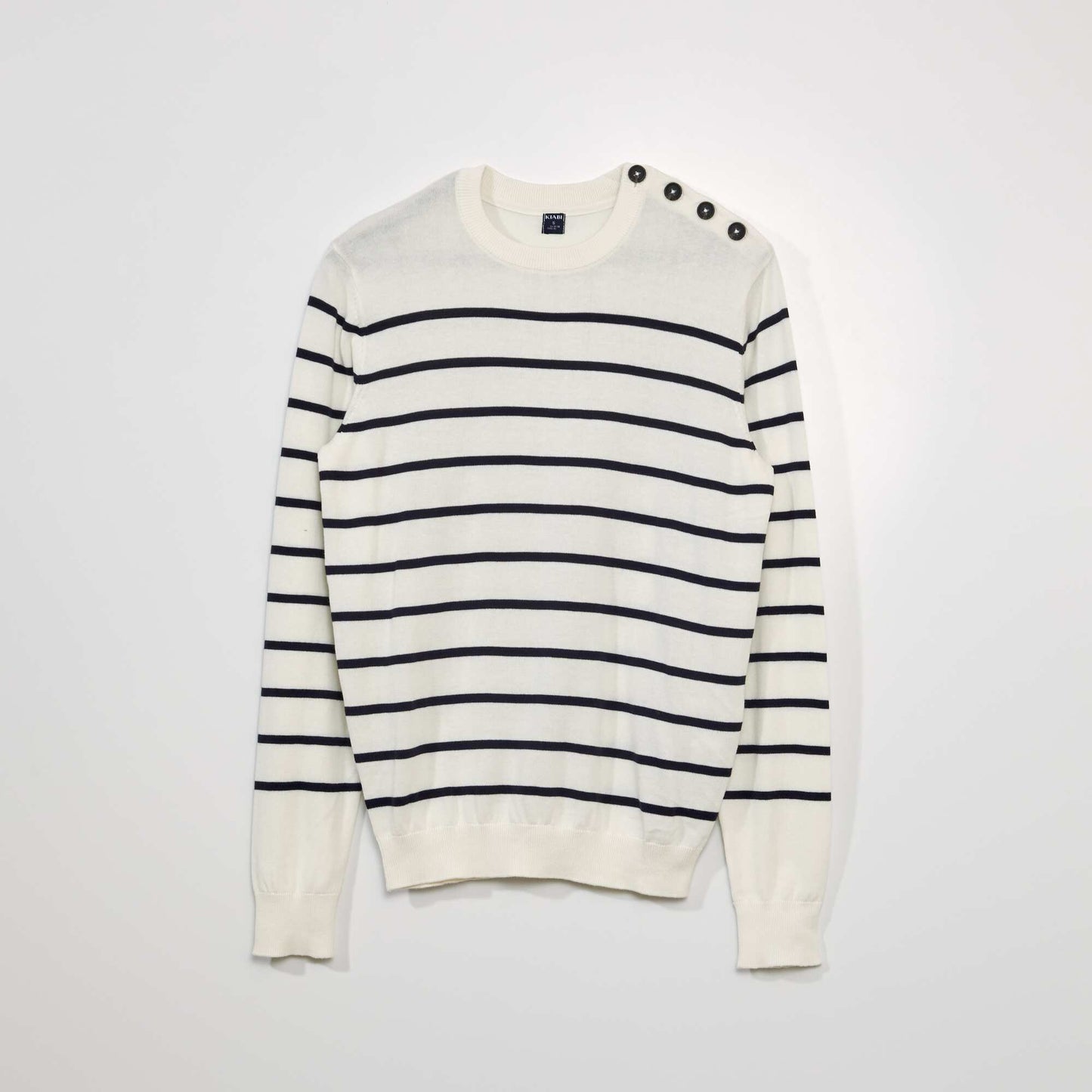 Pull en maille type marini re Blanc rayures