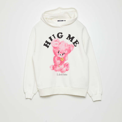Sweat capuche 'nounours' blanc