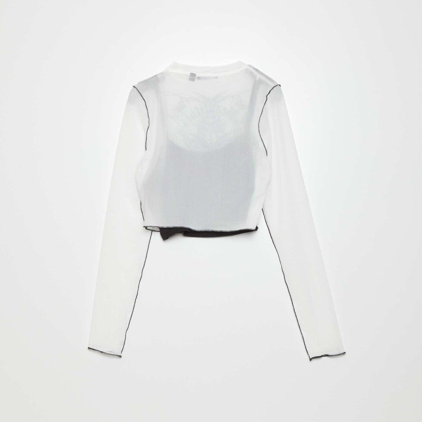 T-shirt cropped r sille transparente Blanc/noir