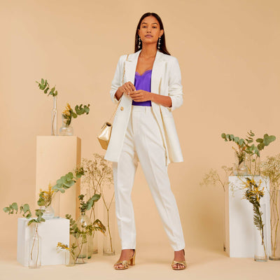 Pantalon cigarette Blanc cass