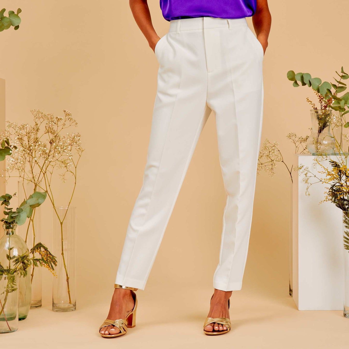 Pantalon cigarette Blanc cass