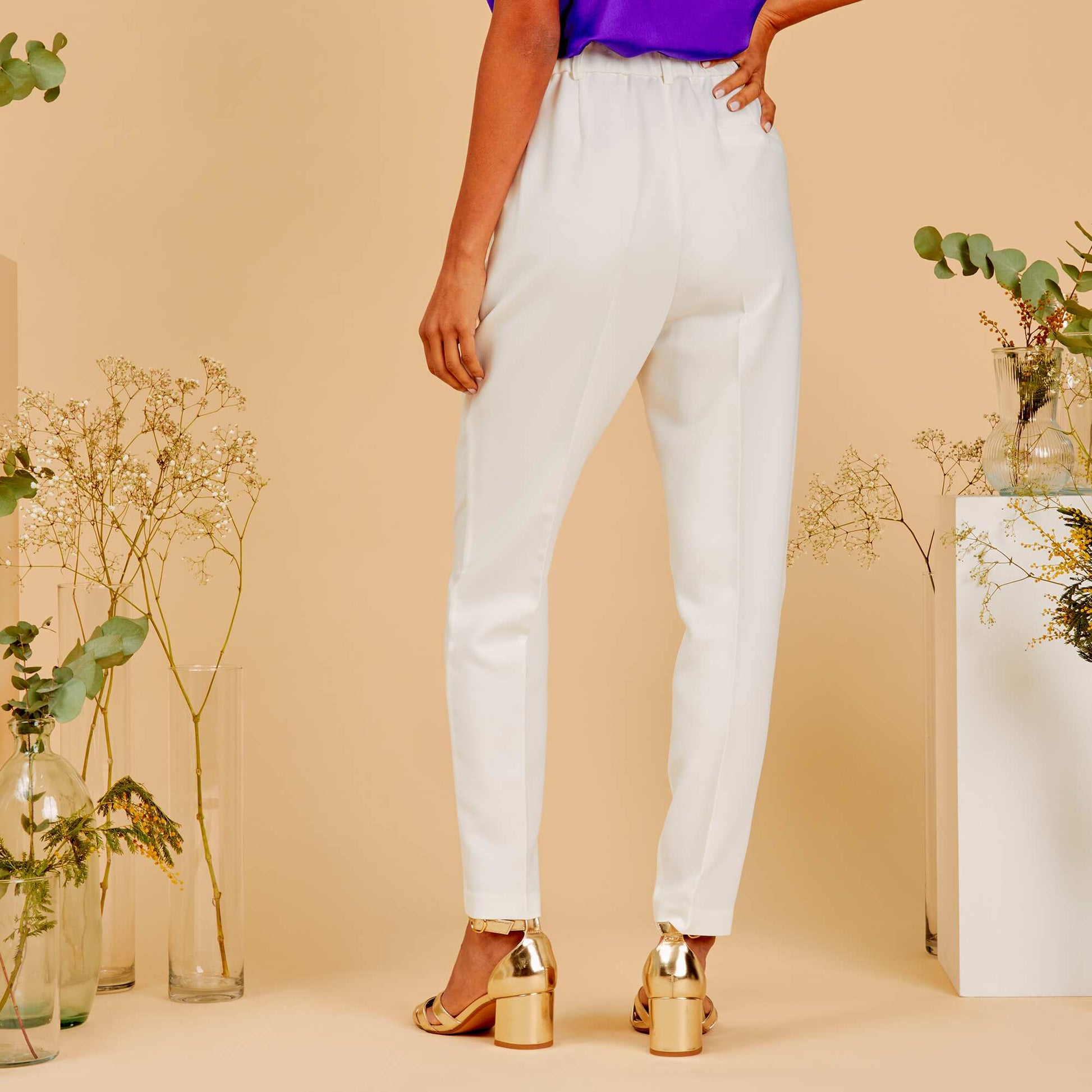 Pantalon cigarette Blanc cass