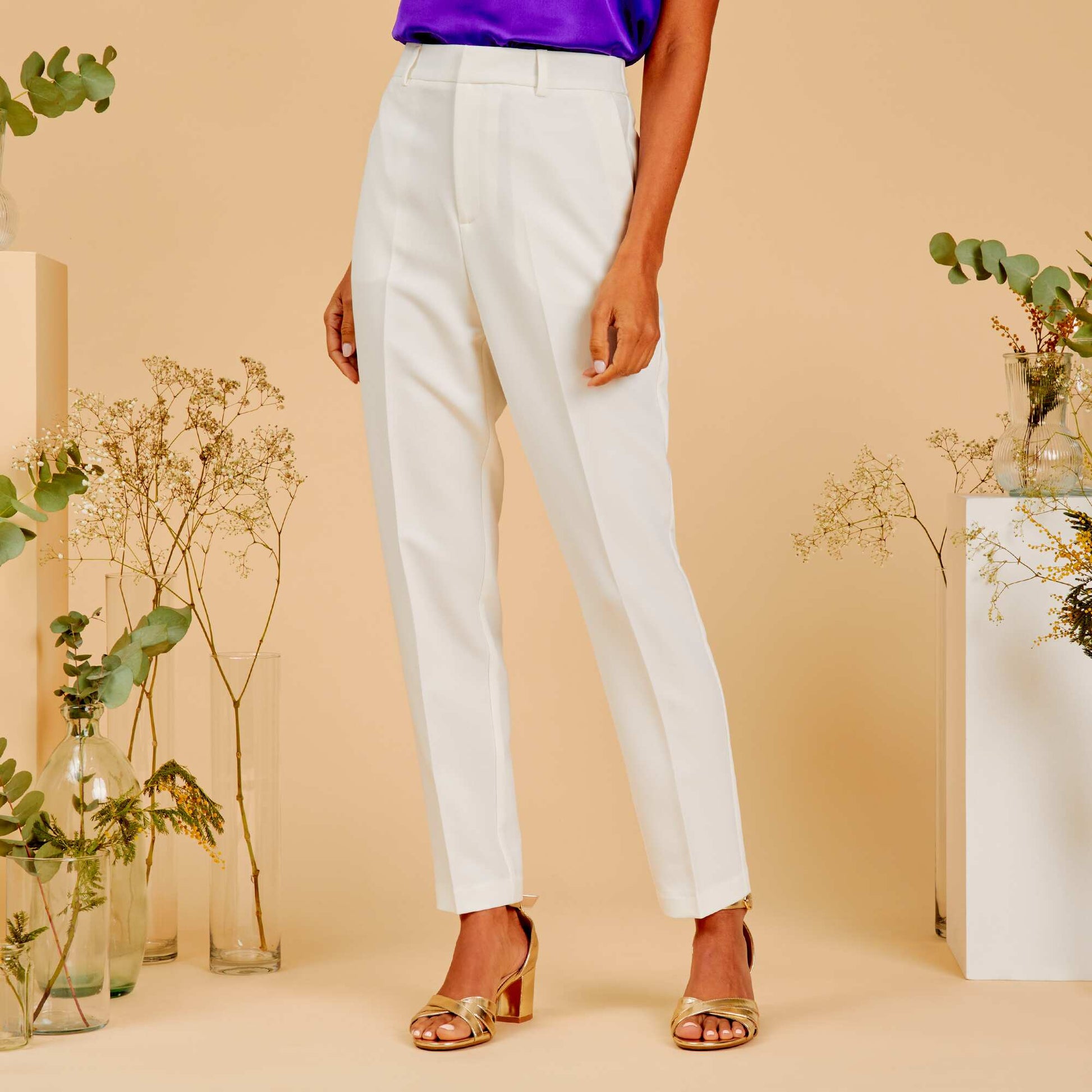 Pantalon cigarette Blanc cass