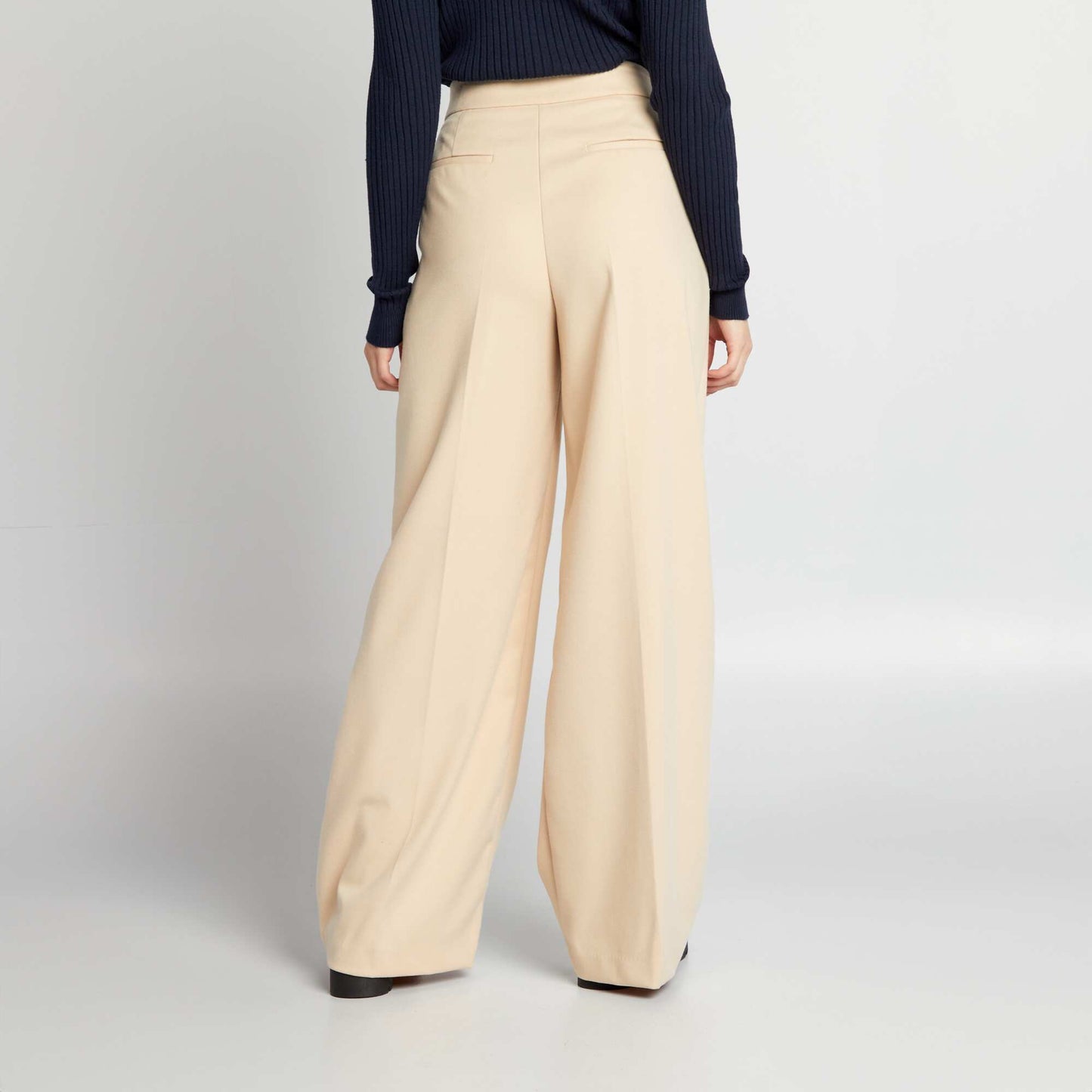 Pantalon flare/bootcut en flanelle Beige