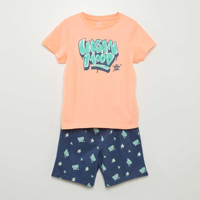 Pyjama court t-shirt + short - 2 pi ces Orange