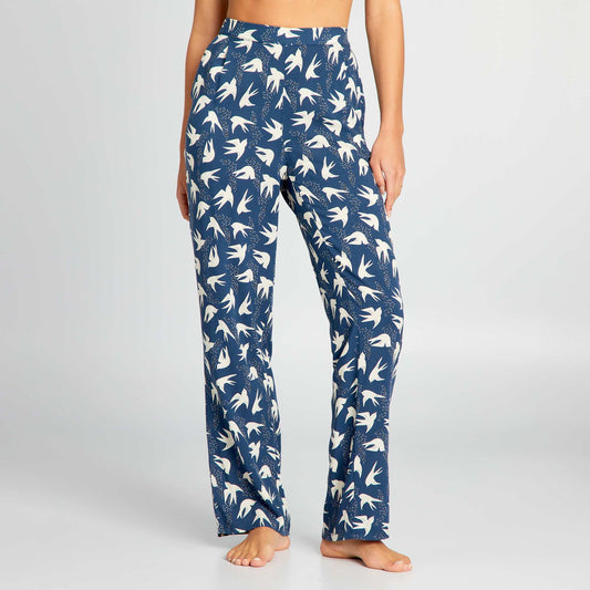 Pantalon de pyjama large imprim  Bleu