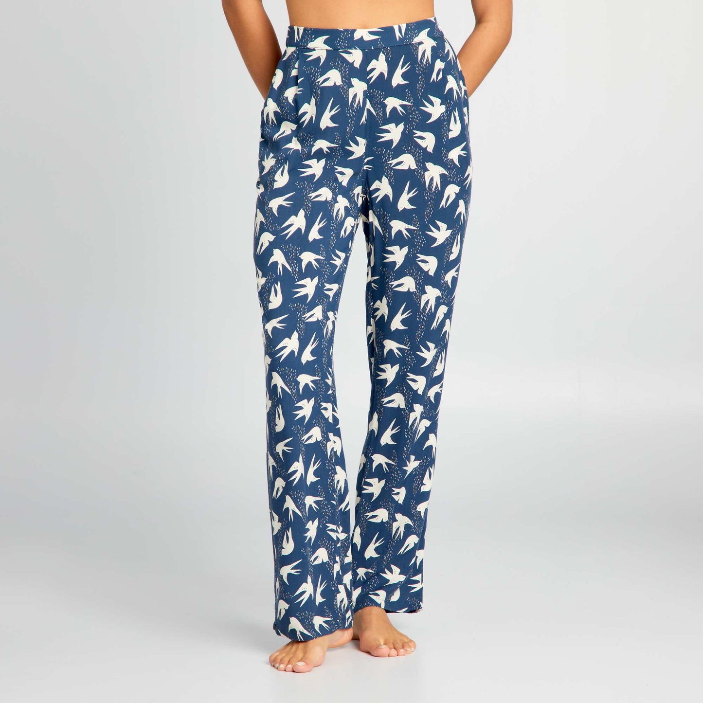 Pantalon de pyjama large imprim  Bleu