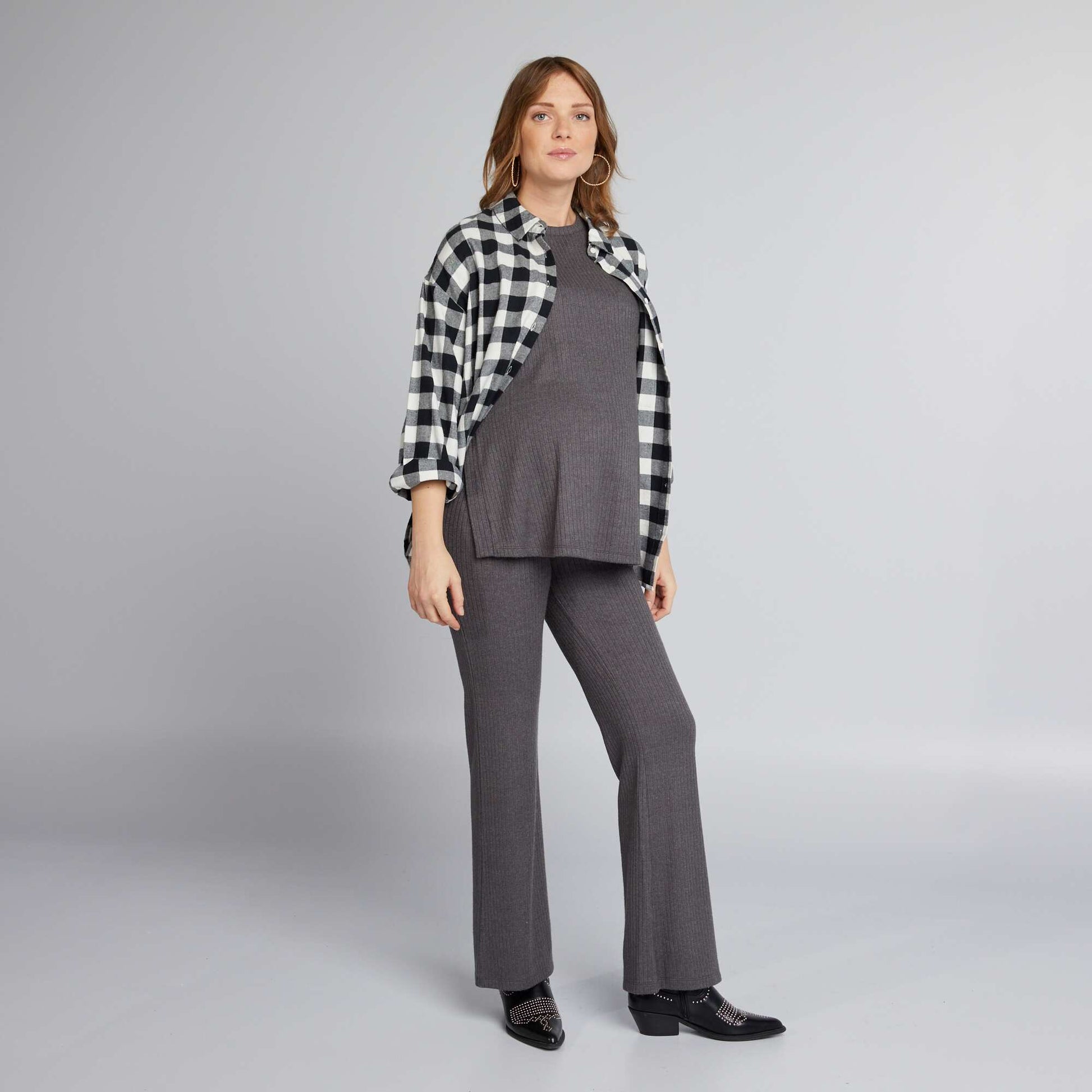 Pantalon grossesse c tel bootcut/flare Gris fonc