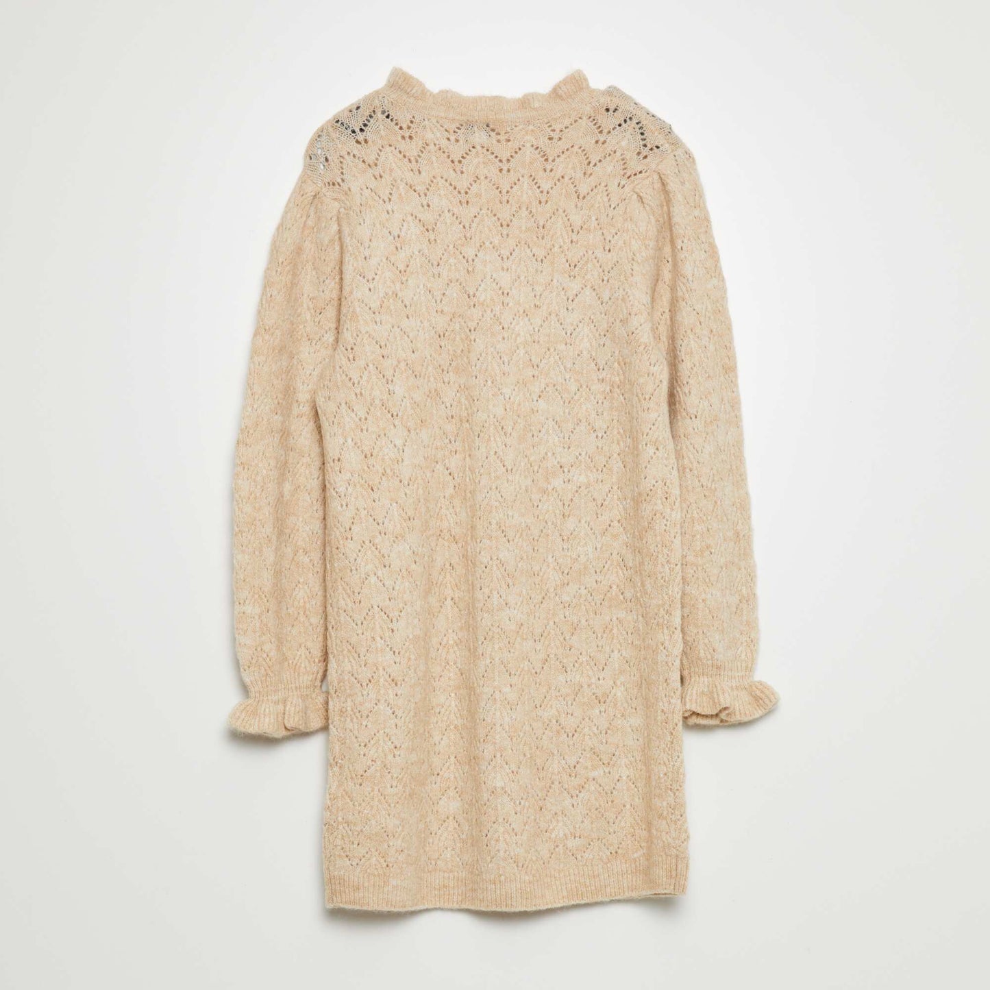 Robe pull maille ajour e Beige