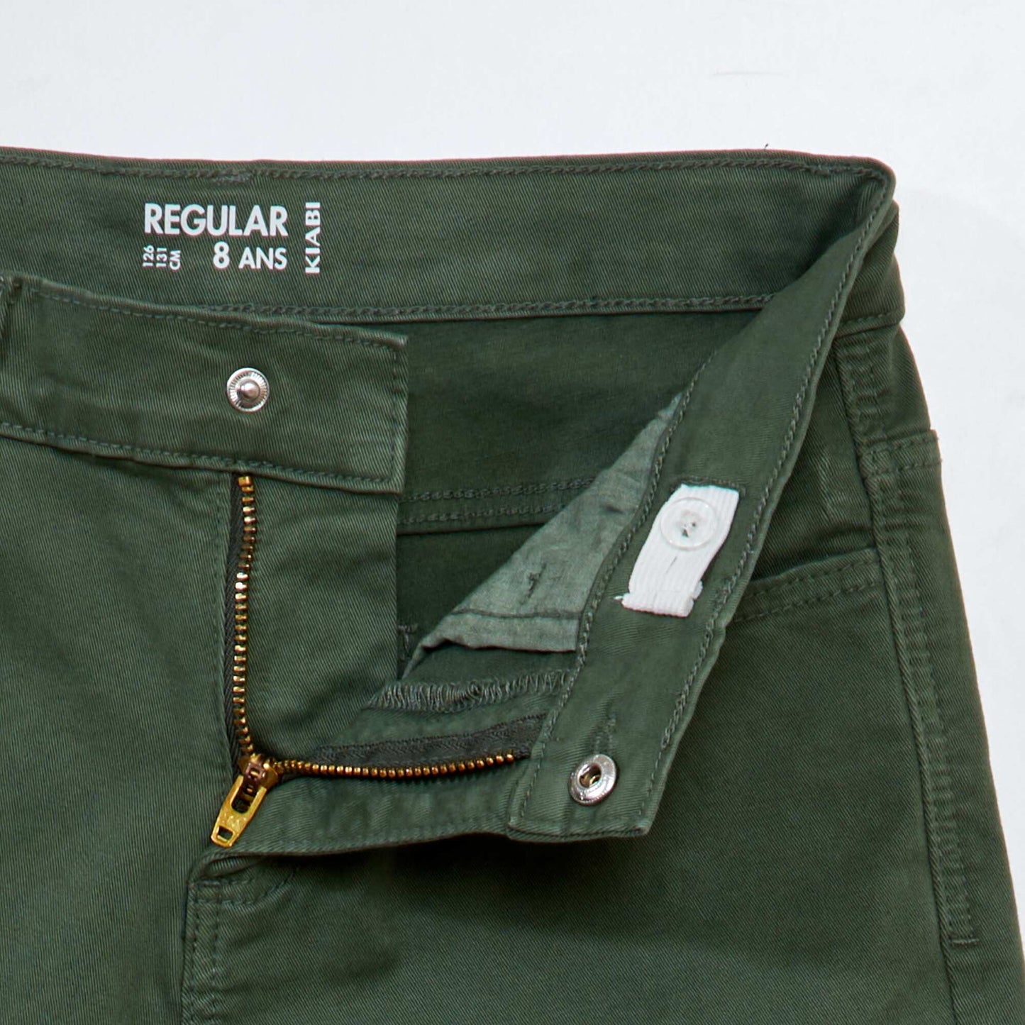 Pantalon regular en twill Vert