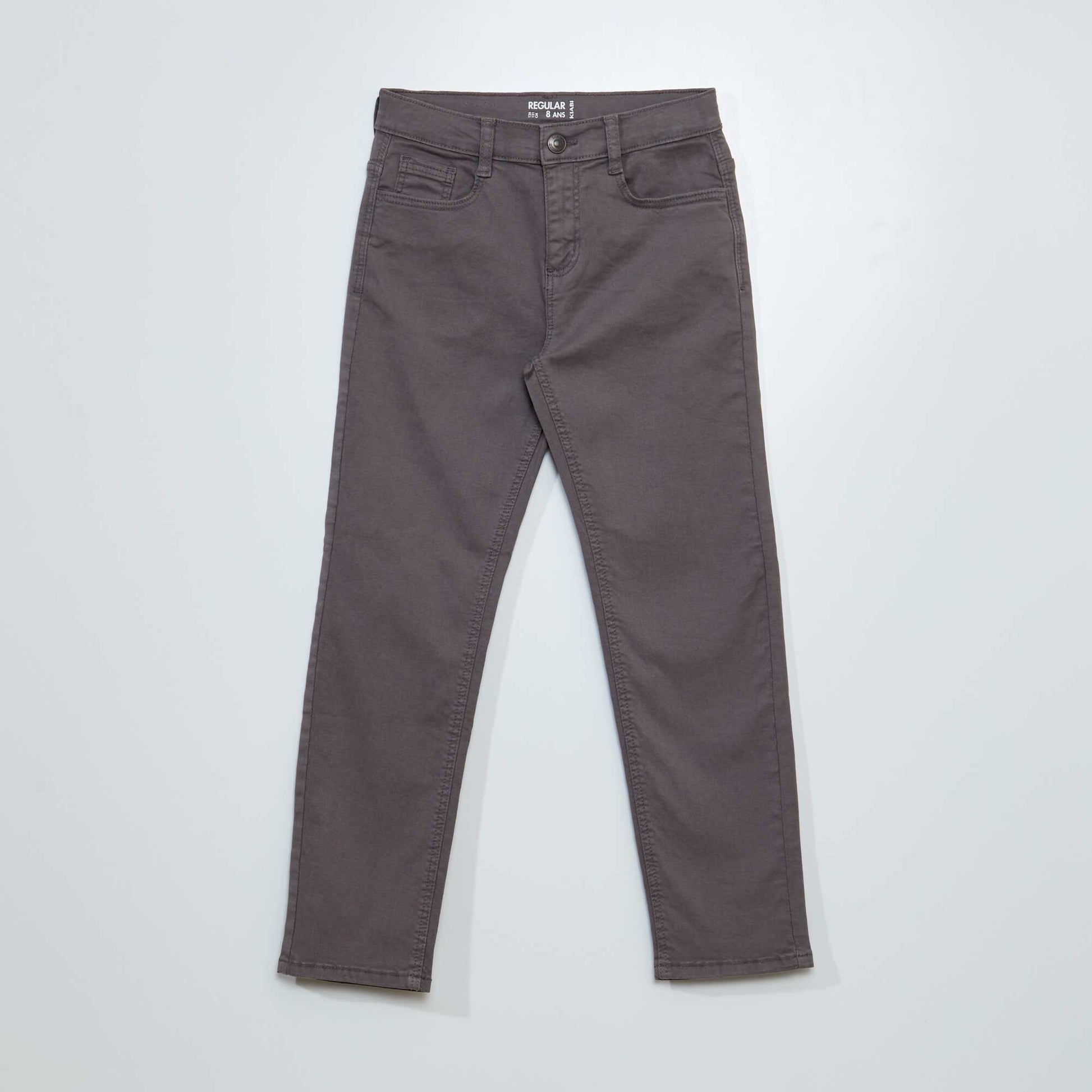 Pantalon regular en twill Gris