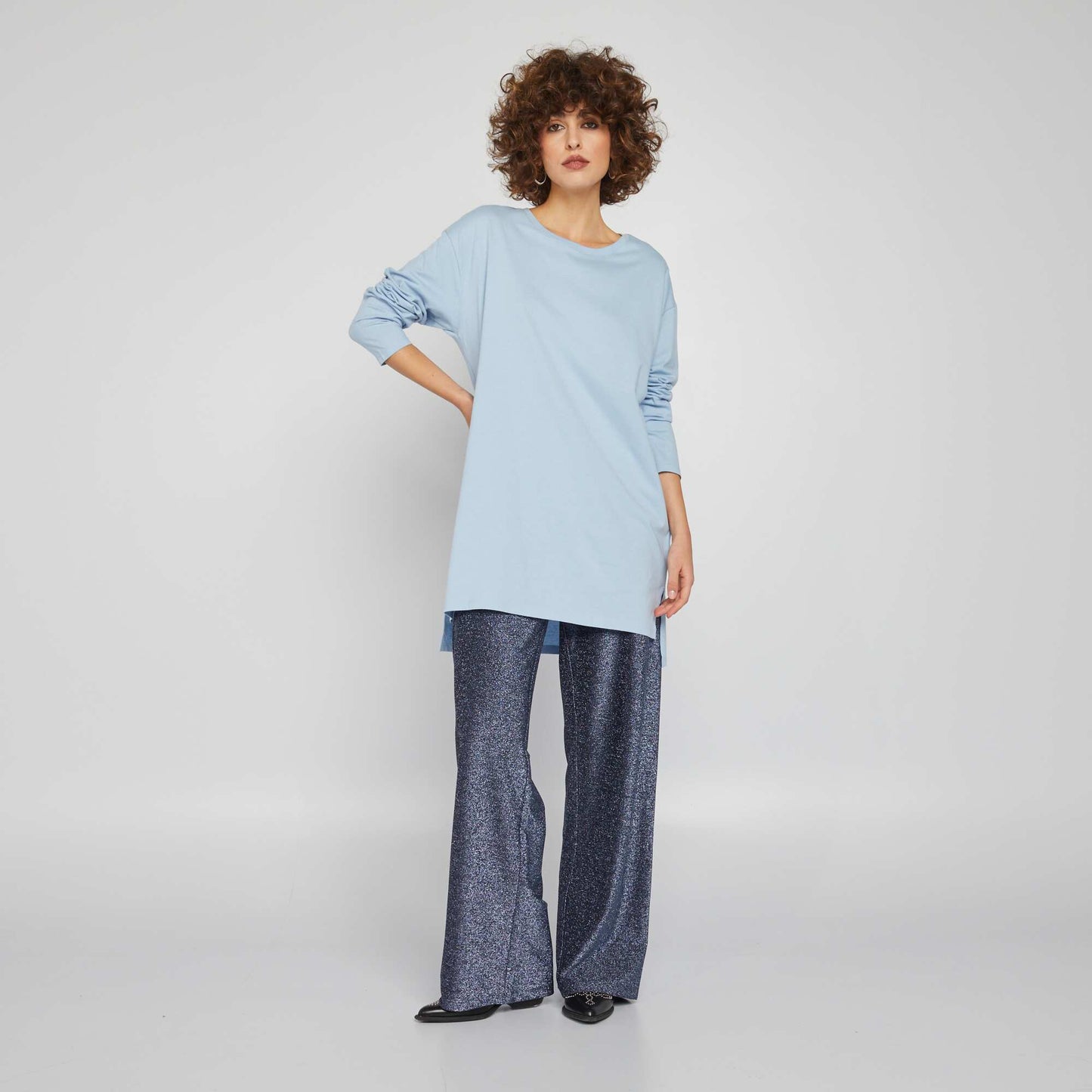 T-shirt long Bleu