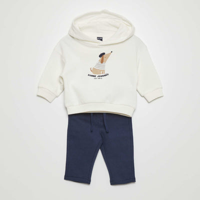 Ensemble Sweat + jogging - 2 pi ces Blanc/bleu