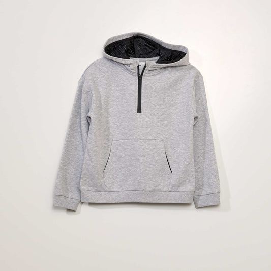 Sweat capuche col zipp Gris