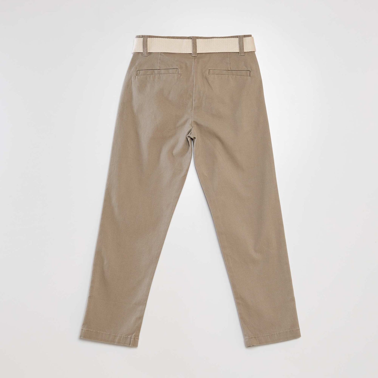 Pantalon chino en twill + ceinture Gris clair