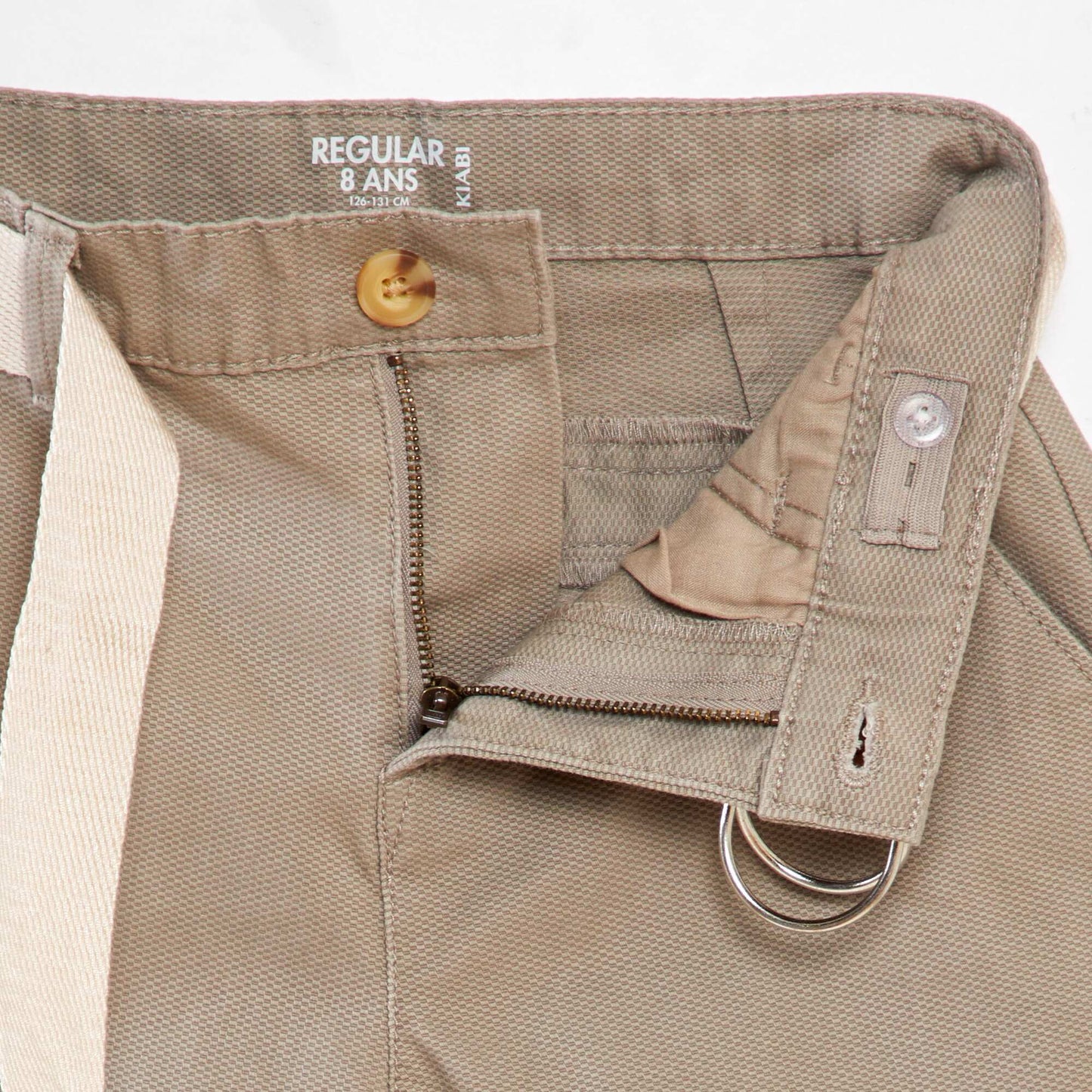 Pantalon chino en twill + ceinture Gris clair