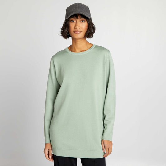 Pull fin coupe longue Vert