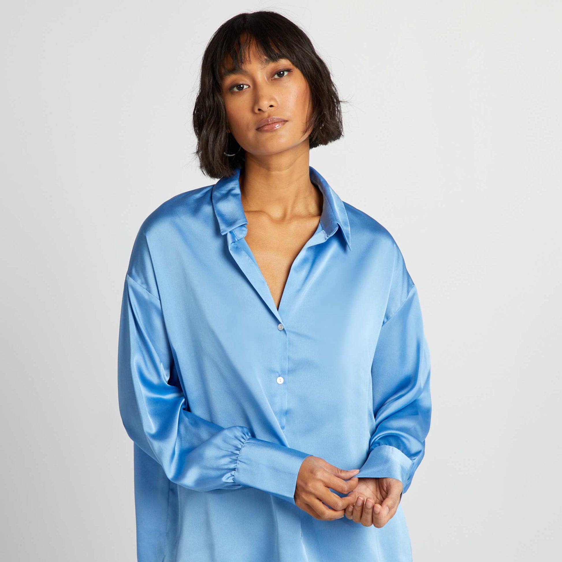 Chemisier satin Bleu