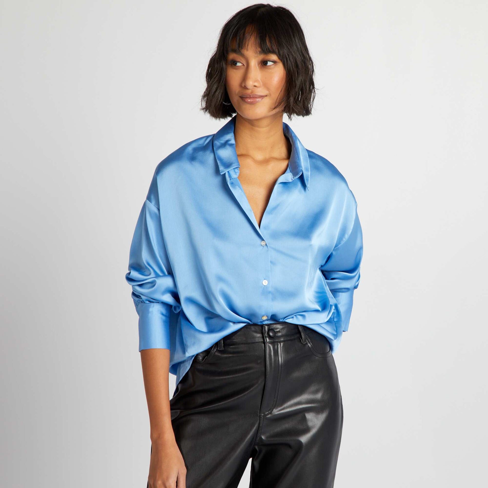 Chemisier satin Bleu