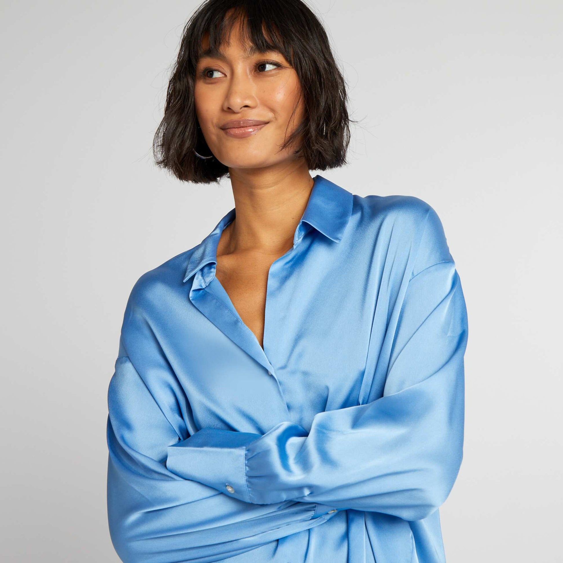 Chemisier satin Bleu