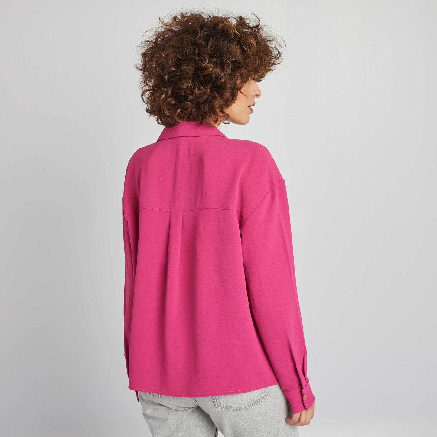 Chemisier manches longues col pyjama Rose