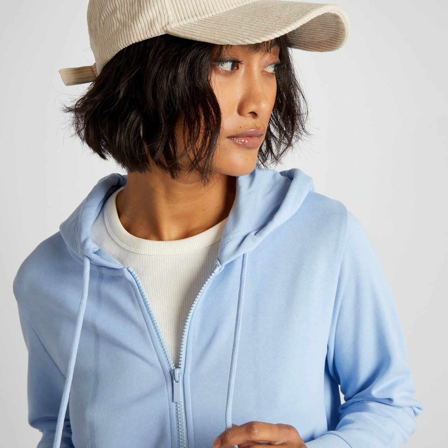 Sweat zippé à capuche Bleu