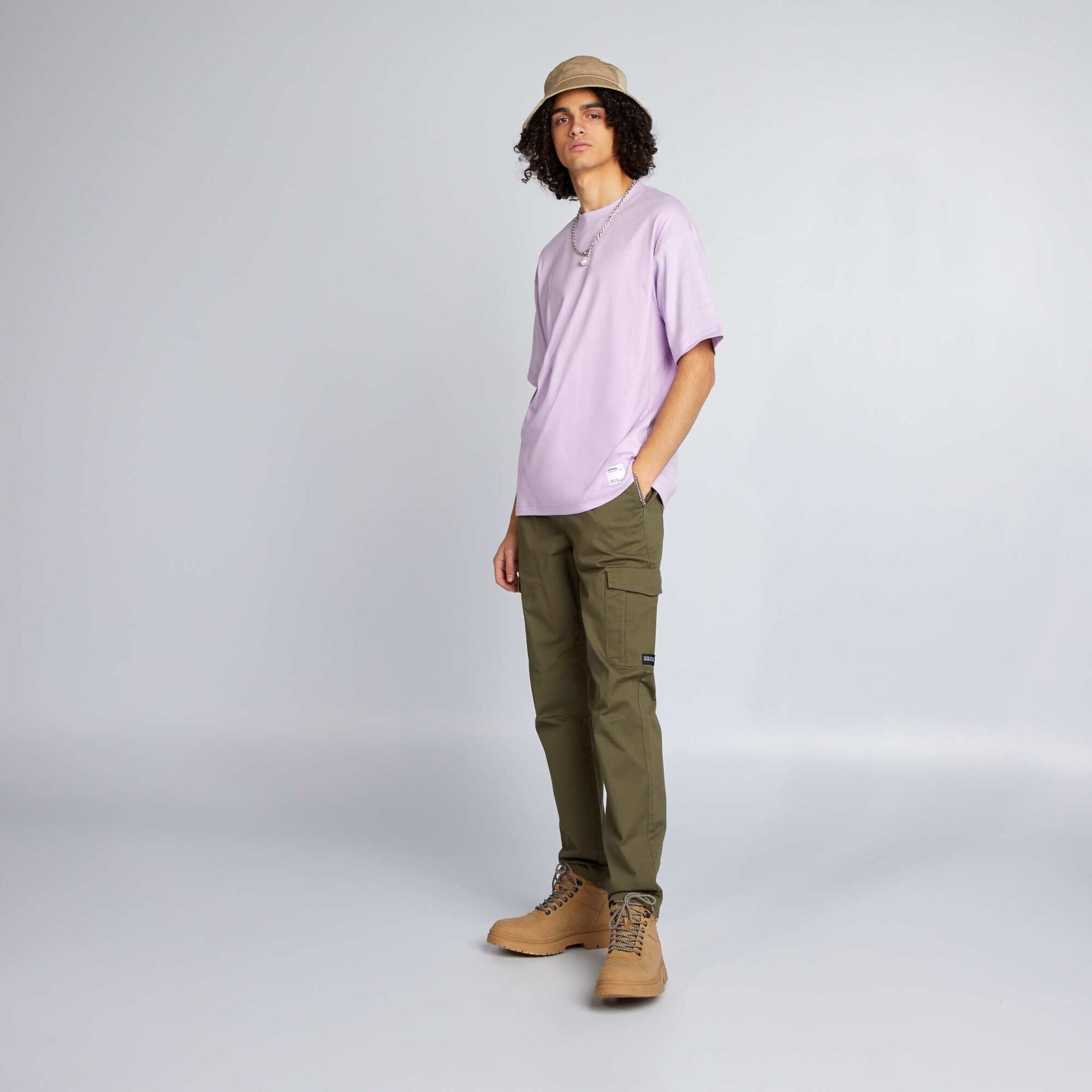 Pantalon slim multipoches Kaki