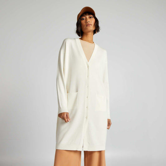 Gilet long boutonn Blanc