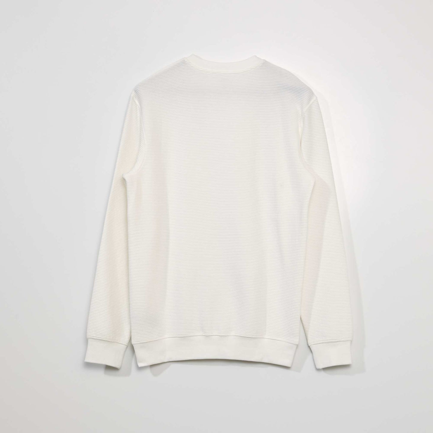 Sweat col rond en maille rayures blanc