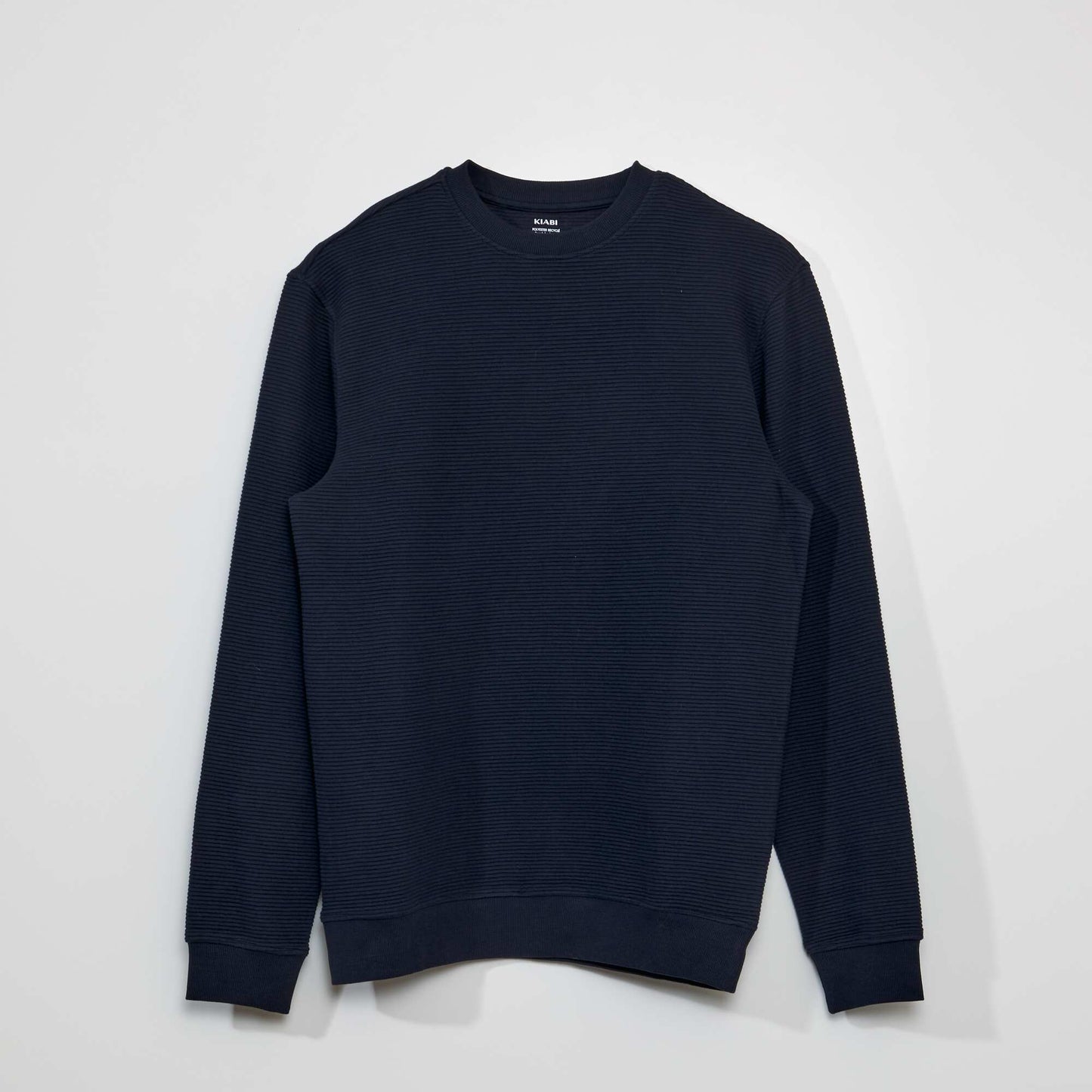 Sweat col rond en maille rayures Bleu marine