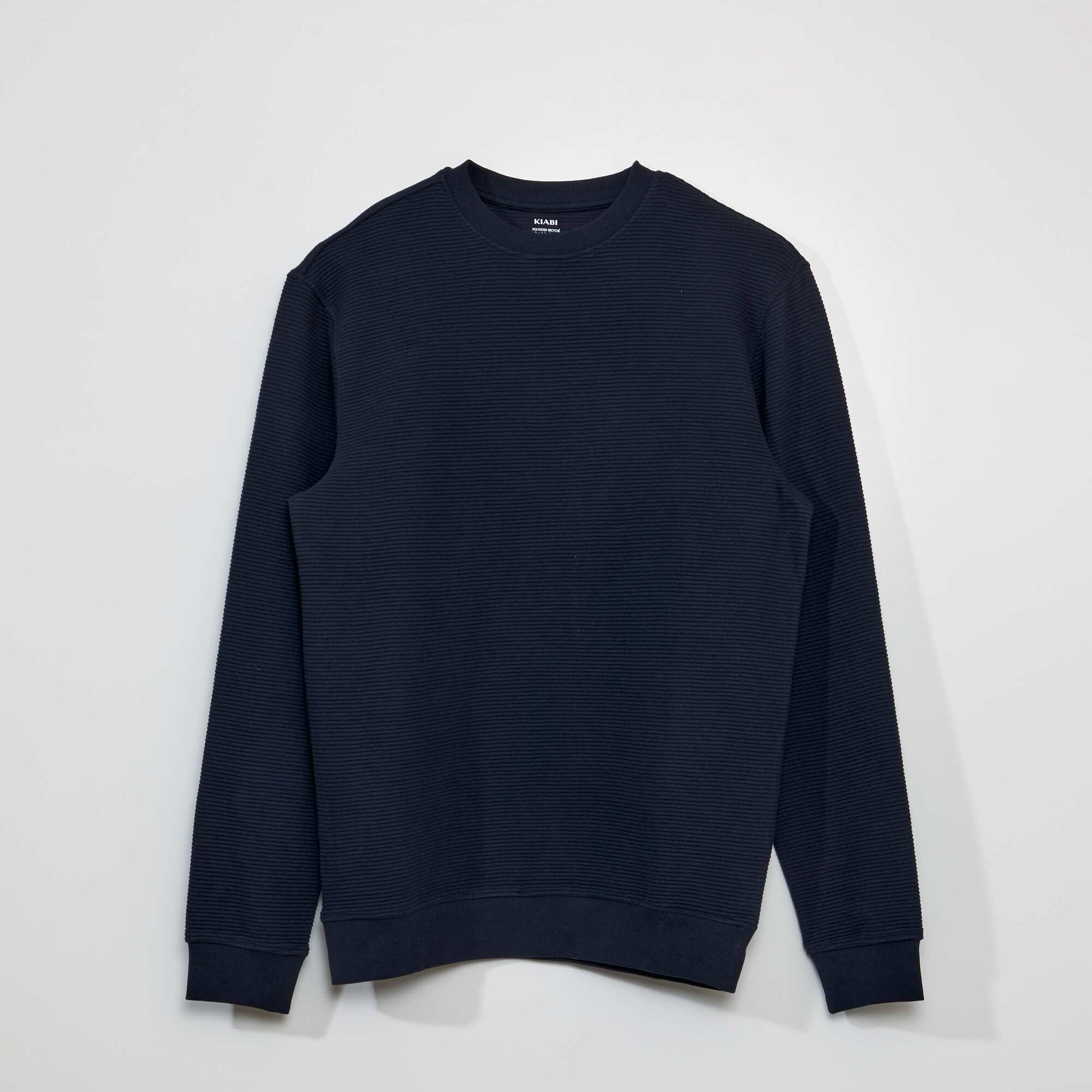 Sweat col rond en maille rayures Bleu marine