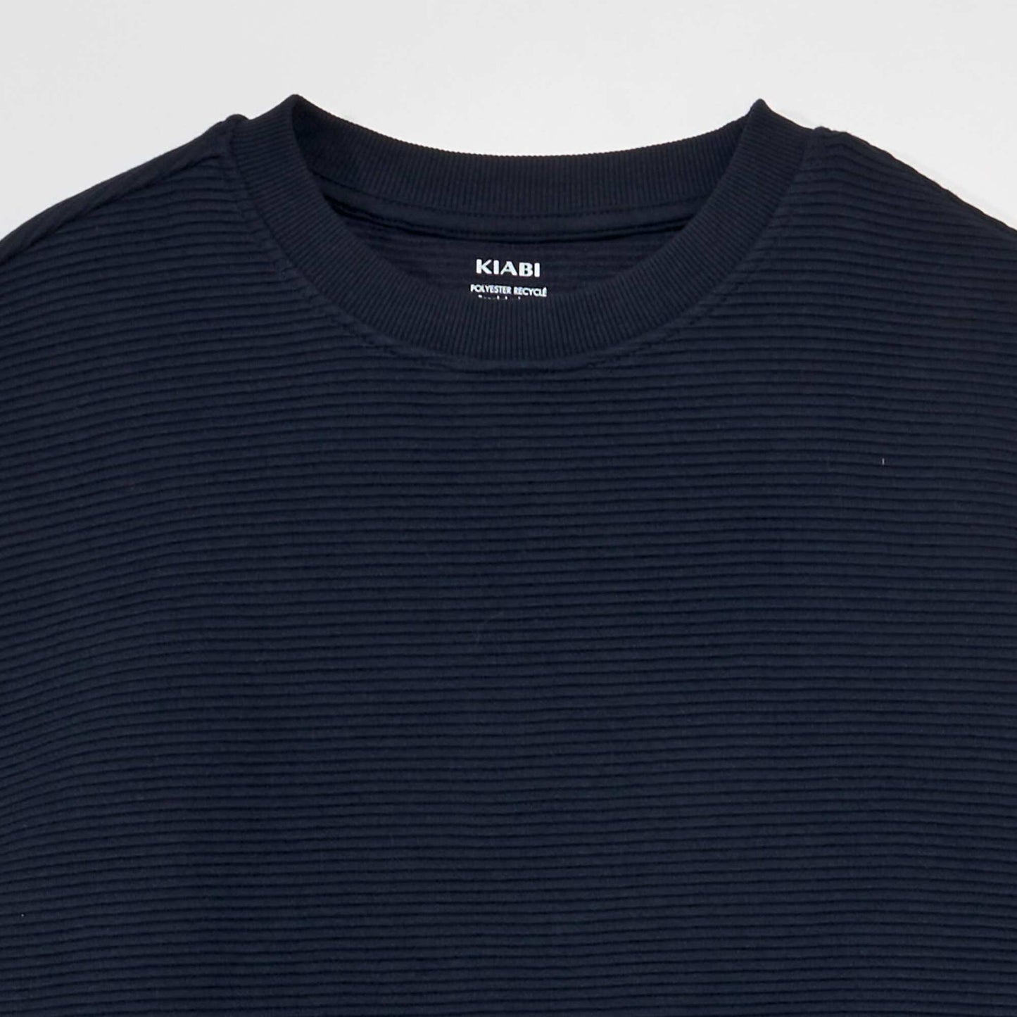 Sweat col rond en maille rayures Bleu marine