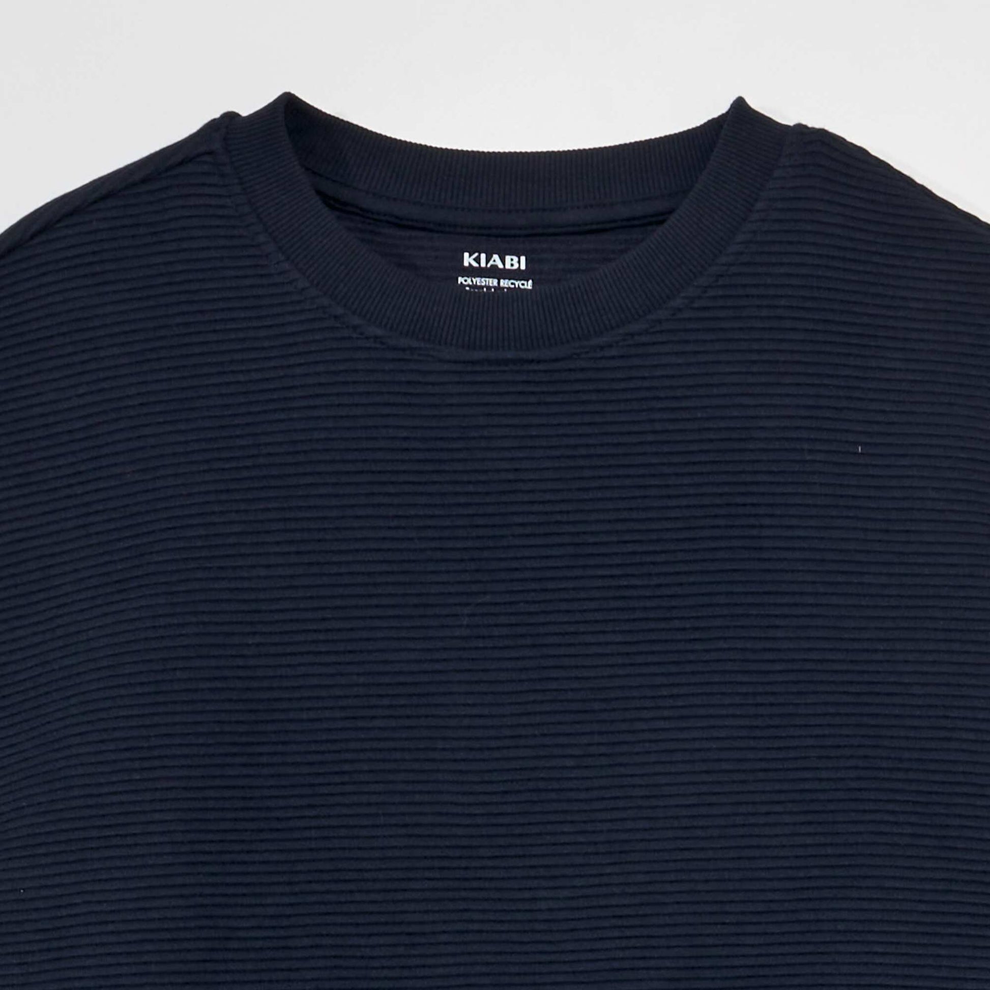 Sweat col rond en maille rayures Bleu marine