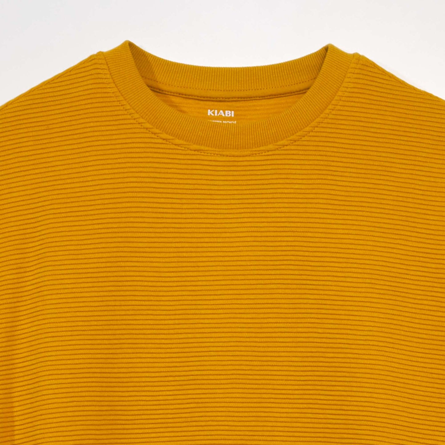 Sweat col rond en maille rayures Jaune