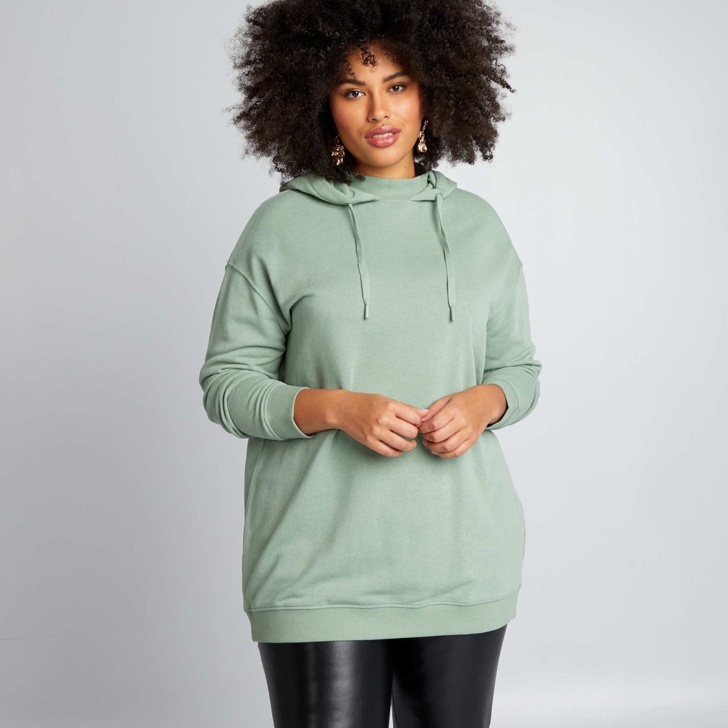 Sweat long   capuche Vert