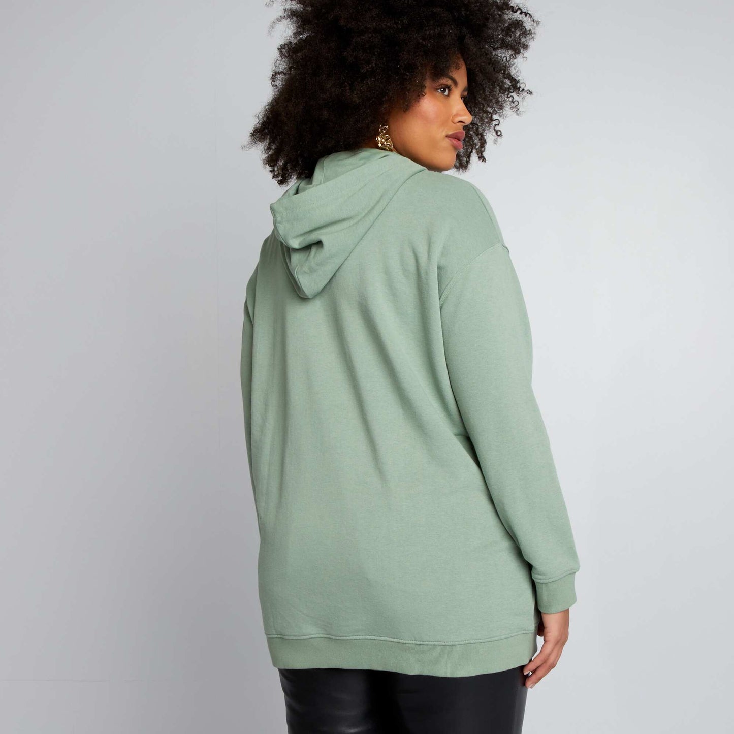 Sweat long à capuche Vert