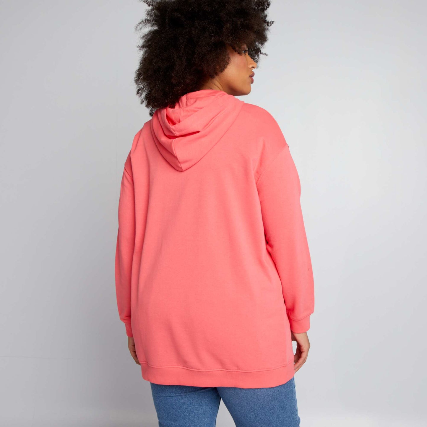 Sweat long   capuche Rose