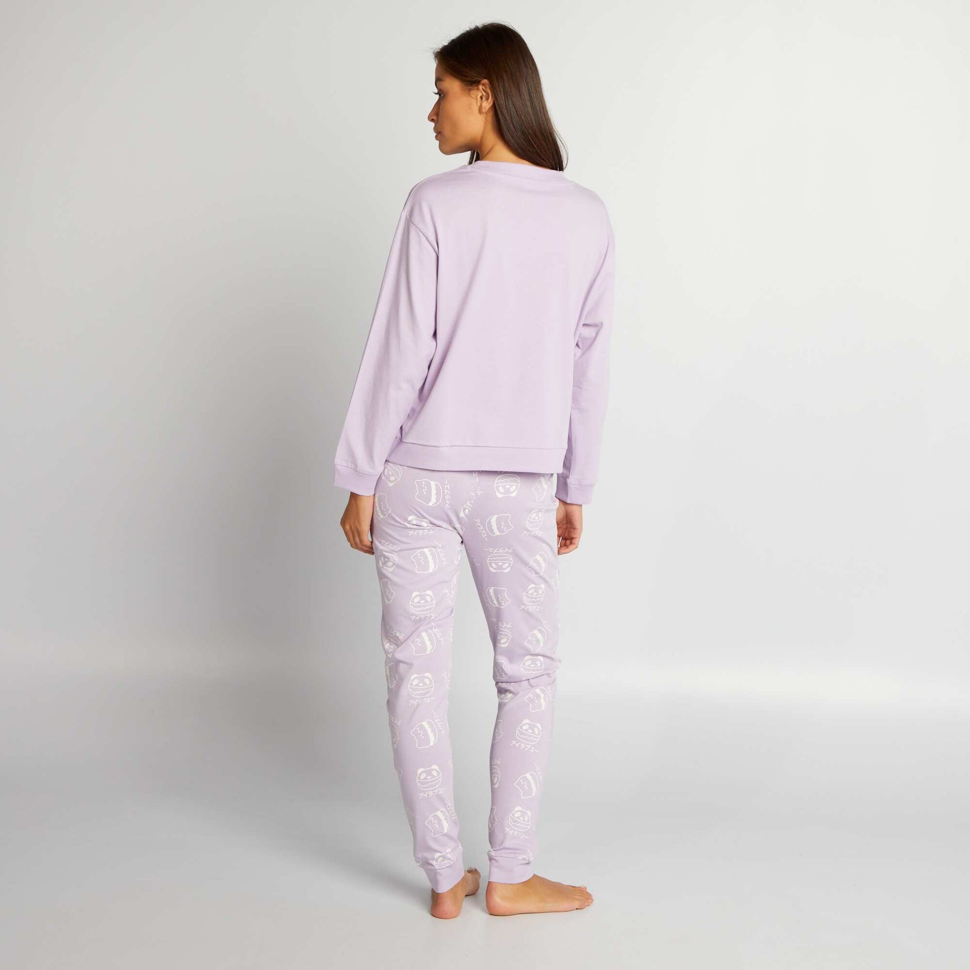 Ensemble pyjama long en jersey - 2 pi ces Violet