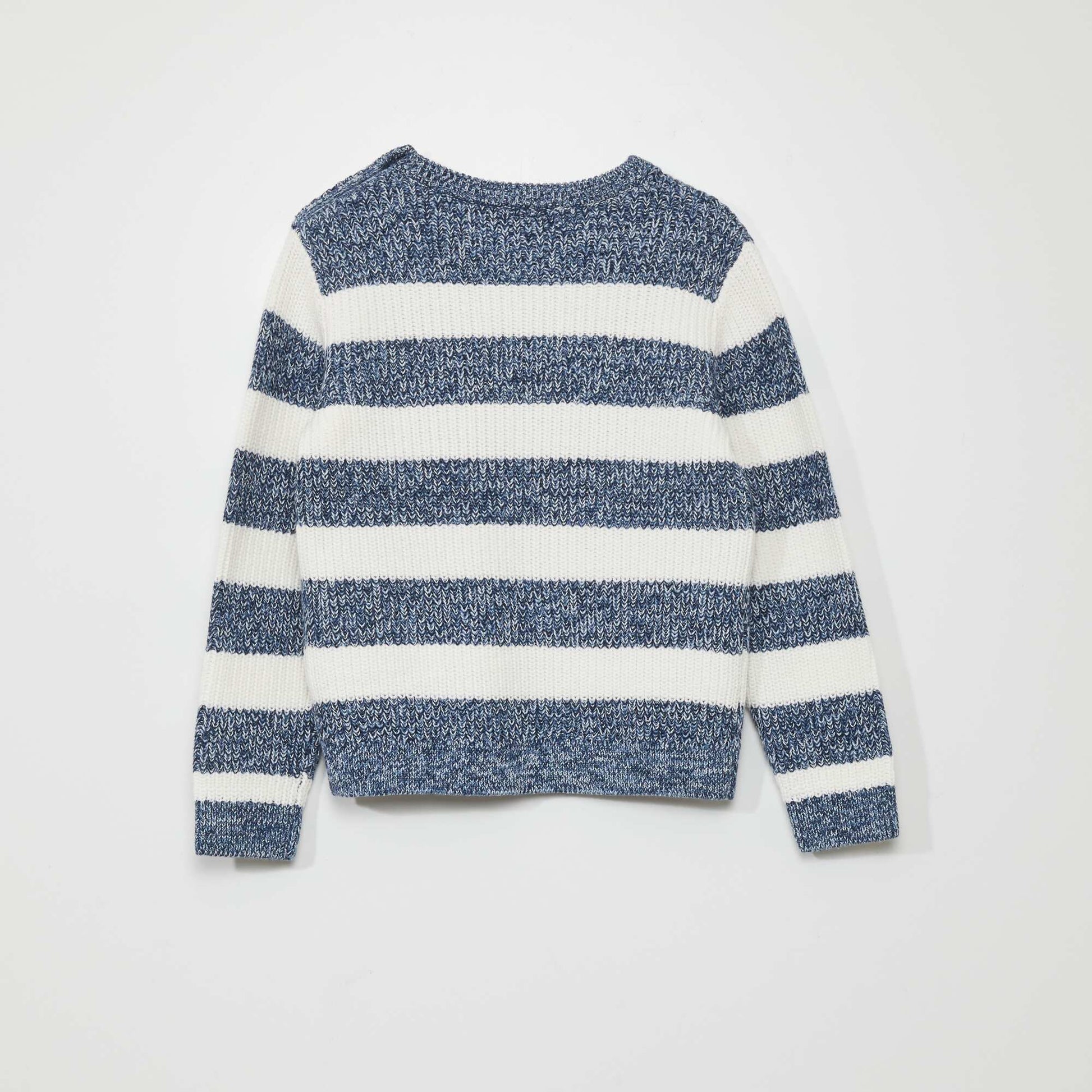 Pull en maille avec ouverture boutonn e Bleu rayures